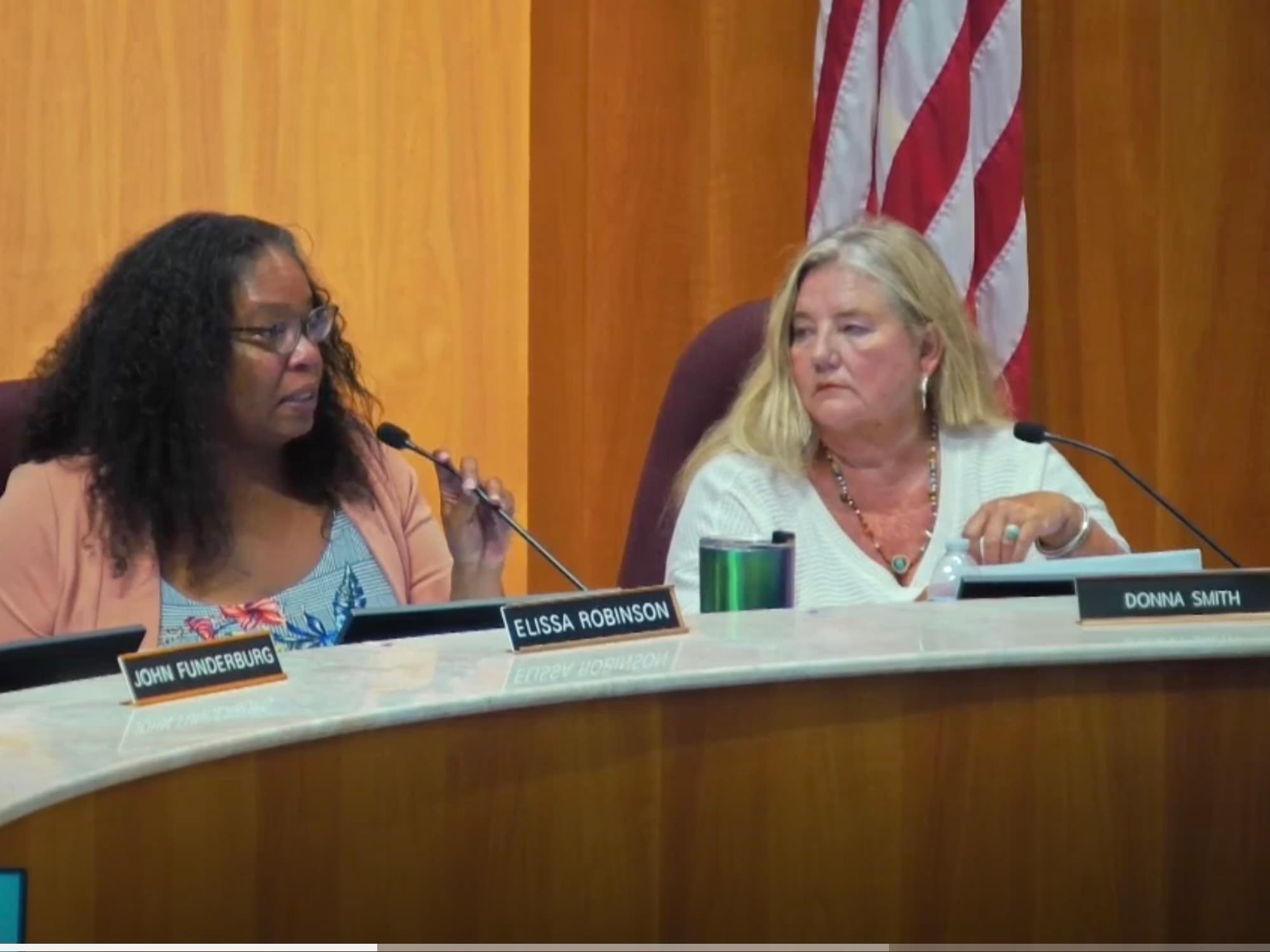 The only two NO votes. Planning Commissioners Elissa Robinson and Donna Smith (speaking). 10 Sept 2024.